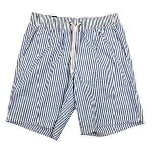NWT J.Crew Mens Flex Swimwear Swim 8” Trunks Shorts Blue White Stripe Size Small